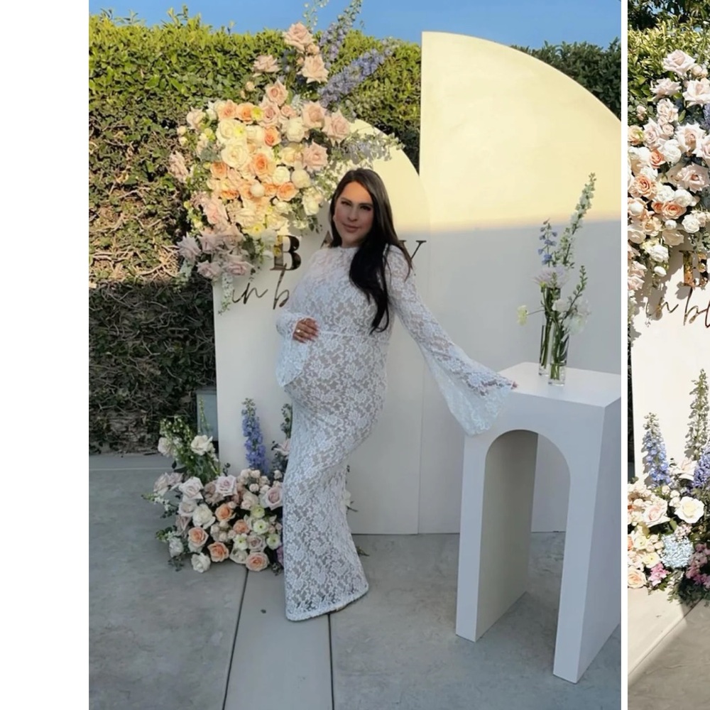 Chic Maternity White Lace Long Sleeve Dress